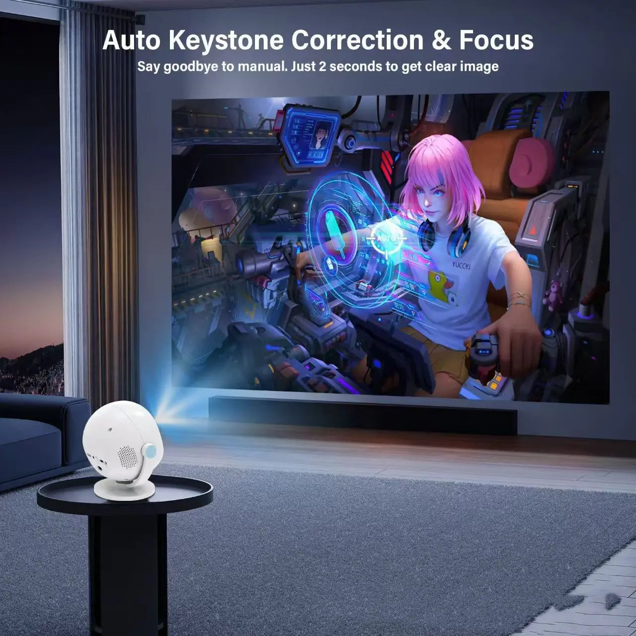 Android 11 Smart Projector with Electric Focus, 5G WiFi & Bluetooth