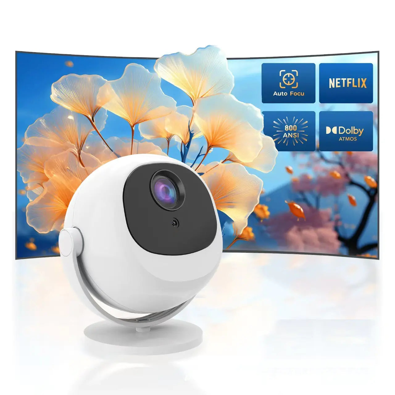 Android 11 Smart Projector with Electric Focus, 5G WiFi & Bluetooth